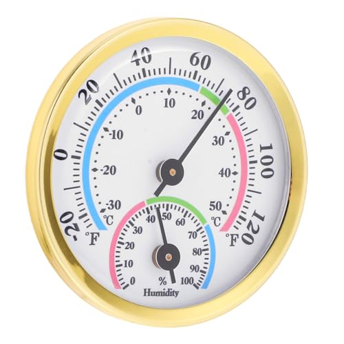 TOYZFRIENDY Mini Hygrometer mit Aluminiumrahmen und Kunststofflinse Präzises Zeiger thermometer für Innenräume Praktisch und Vielseitig Einsetzbar für Temperatur Feuchtigkeitsmessung in Büro von TOYZFRIENDY