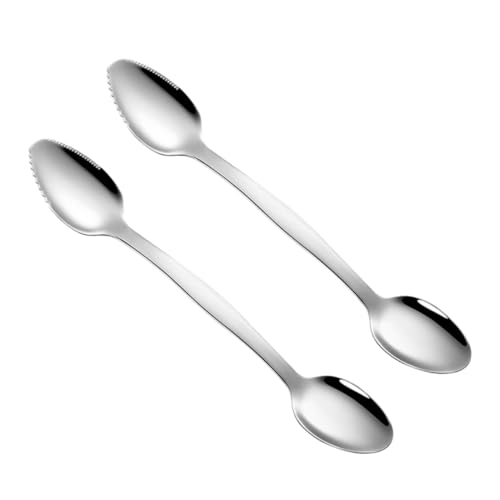 TOYZFRIENDY Multifunktionaler Serrated Mud Scraping Spoon aus Edelstahl Ergonomisch Hitzebeständig Leicht für Obst Küche Restaurant und Büro von TOYZFRIENDY