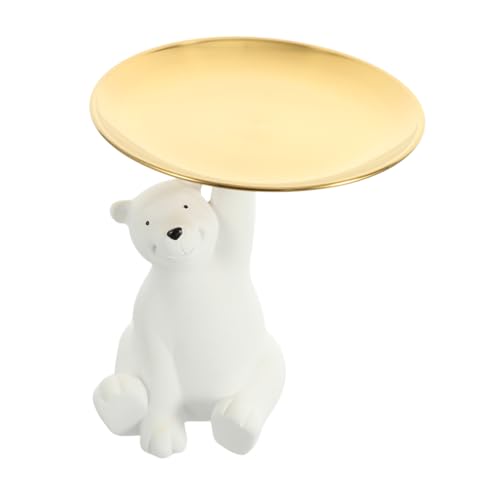 TOYZFRIENDY Nordische Bär Figur Aufbewahrungstablett Resin Schlüsselablage Dekoratives Bären Tablett für Wohnzimmer und Büro Multifunktionale Desktop Schale mit Künstlerischem Design von TOYZFRIENDY