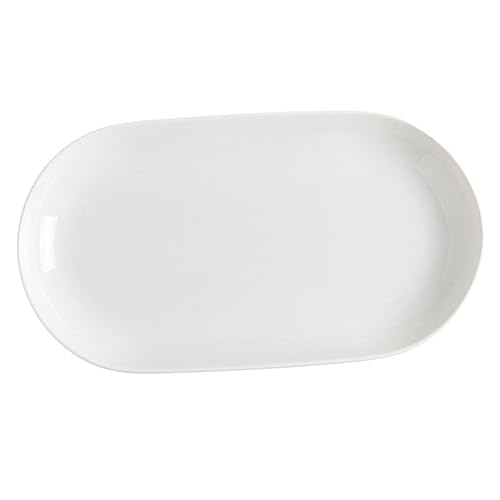 TOYZFRIENDY Ovale Weiße Keramik Servierplatte Glatte Oberfläche Spülmaschinenfest Vielseitig für Küche Restaurant Hotel als Snack und Fischplatte Nordic Stil für Moderne Tischdekoration von TOYZFRIENDY
