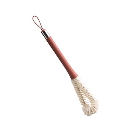 TOYZFRIENDY Praktische Flaschenbürste mit Langem Griff Flexible Nylonborsten Ergonomischer Silikongriff für Babyflaschen Teekannen Glasgefäße Inklusive Reinigungsbürste Am Griffende Rot von TOYZFRIENDY