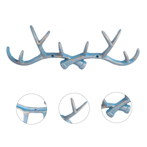 TOYZFRIENDY Retro Wandgarderobe aus Gusseisen Antler Design Robuster Die Casting Kleiderhaken für Flur Schlafzimmer Küche Dekorativer Wandhaken im Landhausstil Teilig Blau von TOYZFRIENDY