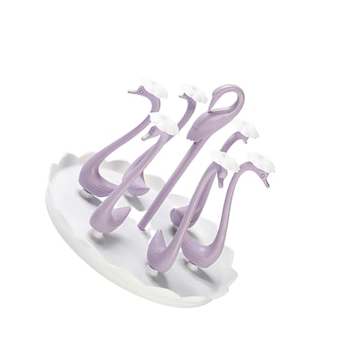 TOYZFRIENDY Rotierender Becherhalter mit Stangen Schwanenform Abtropfständer für und Gläser Langlebig und Farbenfroh Küchen Organizer Regal Violett für Zuhause und Gastronomie von TOYZFRIENDY