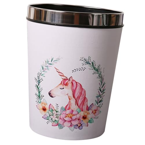 TOYZFRIENDY Runder Mülleimer mit Einhorn Motiv Pressring Deckel Kindgerecht Wiederverwendbarer Papierkorb für Kinderzimmer und Haushalt Leicht zu Reinigen Platzsparend von TOYZFRIENDY