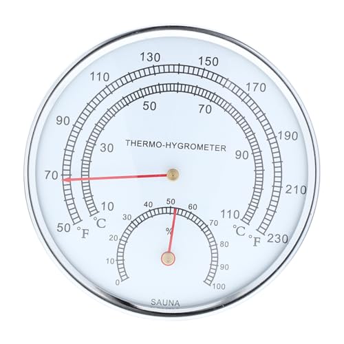TOYZFRIENDY Saunatemperatur- und Feuchtigkeitsmesser Innentemperaturhygrometer Saunazubehör Thermometer für die Saunafademperatur Innenthermometer Schreibtisch -Thermometer Sauna -Zubehör Glas von TOYZFRIENDY