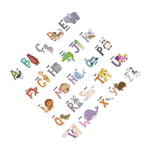 TOYZFRIENDY Tieralphabet Wandsticker Bunt Dekorative Buchstabenaufkleber Ablösbar ohne Rückstände Kreative Wanddeko für Kinderzimmer Vorschule und Kindergarten von TOYZFRIENDY