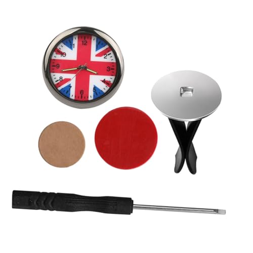 TOYZFRIENDY Union Jack Auto Uhr Miniatur Edelstahl Kreative Fahrzeugarmaturenbrett Uhr Kompakt Praktisch Dekorationsuhr Für Auto Innenraum von TOYZFRIENDY