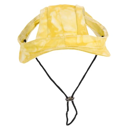 TOYZFRIENDY Verstellbare Haustier Baseballmütze Sonnenschutz Baumwolle Sommer Hundemütze mit Ohröffnung Atmungsaktiv Rutsch Geeignet für Kleine Hunde und Katzen Gelb von TOYZFRIENDY