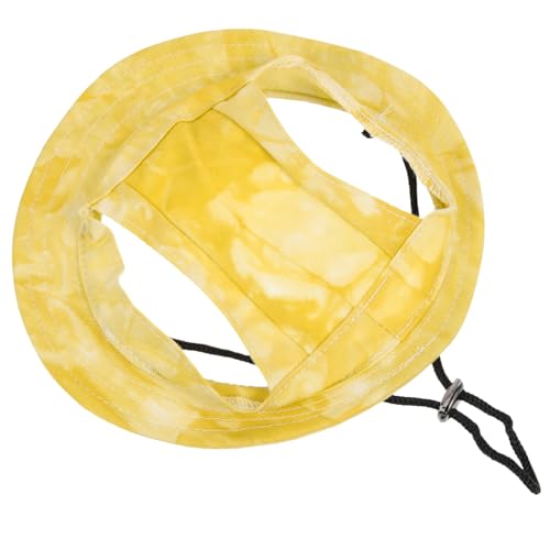 TOYZFRIENDY Verstellbare Hundesonnenhut Baumwolle mit Kinnriemen Atmungsaktive Pet Bucket Hat für Welpen Schattenspendende Baseballmütze Geeignet für Kleine und Mittlere Hunde Gelb von TOYZFRIENDY