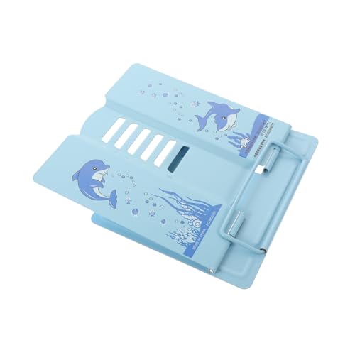 TOYZFRIENDY Verstellbarer Metall Buchständer für Schreibtisch Lesen und Zeichnen Ergonomischer Leseständer mit Neigbarem Leichter Tragbarer Desktop Book Rack zur Myopie Prävention Blau von TOYZFRIENDY