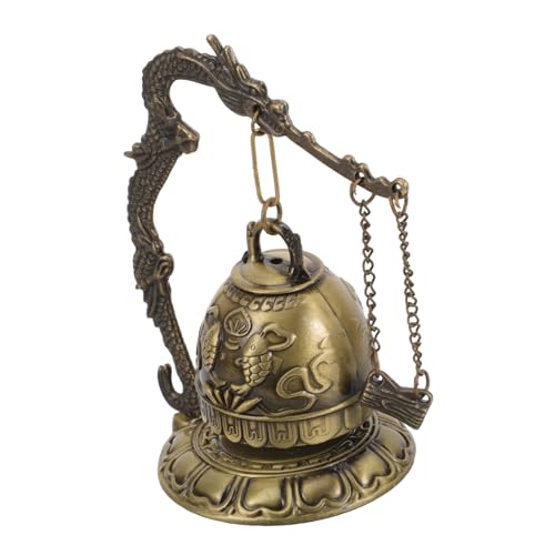 TOYZFRIENDY Vintage Bronze Drachenglocke Tischglocke mit Feiner Gravur Robustes Metall feng Shui Ornament und Multifunktionale Glocken Uhr für Büro Wohnraumdekoration von TOYZFRIENDY