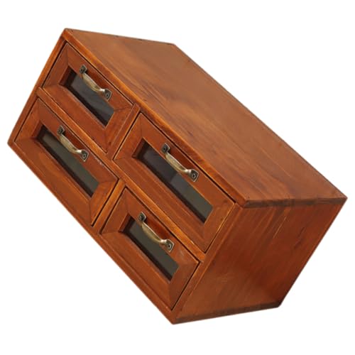 TOYZFRIENDY Vintage Holz Aufbewahrungsbox mit Doppelter Großer Kapazität Rustikaler Schreibtisch Organizer Fach Schubladenbox für Büro Makeup und Tischablage von TOYZFRIENDY