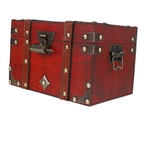 TOYZFRIENDY Vintage Holz Aufbewahrungsbox mit Schloss Große Haushaltsbox aus Robustem Holz Vielseitige Sundries Box für Wohnzimmer Schlafzimmer Büro Platzsparend und Tragbar Dekorative von TOYZFRIENDY