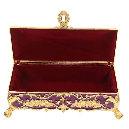 TOYZFRIENDY Vintage Schmuckbox aus Hochwertiger Metalllegierung Rechteckige Aufbewahrungsbox mit Kratzfestem Äußeren und Weichem Innenfutter Eleganter Organizer für Damen Perfektes zu von TOYZFRIENDY