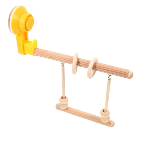 TOYZFRIENDY Vogel Sitzstange aus Stabilem Naturholz mit Saugnapf Sicherer Parrot Training Stand für Fenster und Tisch Langlebige Papageien Sitzstange für Wellensittiche und Sittiche von TOYZFRIENDY