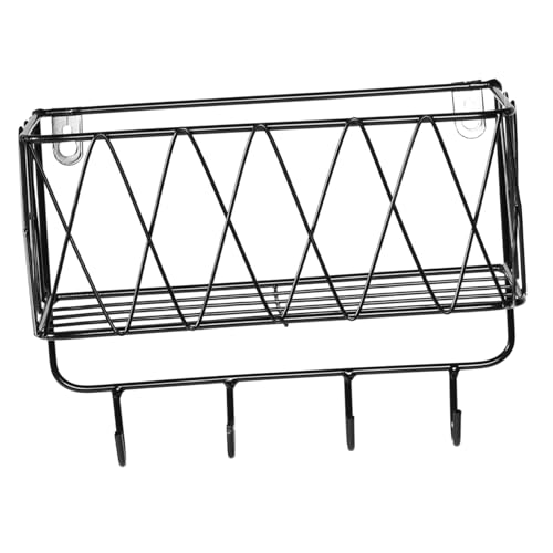 TOYZFRIENDY Wandmontierter Schlüsselhalter aus Schwarzem Metall mit Haken Multifunktionales Aufbewahrungsregal für Eingang Flur Küche Stabiler Wandhaken zur Praktischen Schlüssel und TOYZFRIENDY Wandmontierter Schlüsselhalter aus Schwarzem Metall mit Haken Multifunktionales Aufbewahrungsregal für Eingang Flur Küche Stabiler Wandhaken zur Praktischen Schlüssel und von TOYZFRIENDY