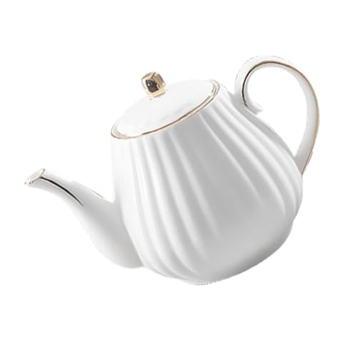 TOYZFRIENDY Weiße Keramik Kanne mit Goldrand Großes Porzellan Teeservice für Nachmittagskaffee Stilvolles Design Hochwertiges für Tee und Kaffeebars von TOYZFRIENDY