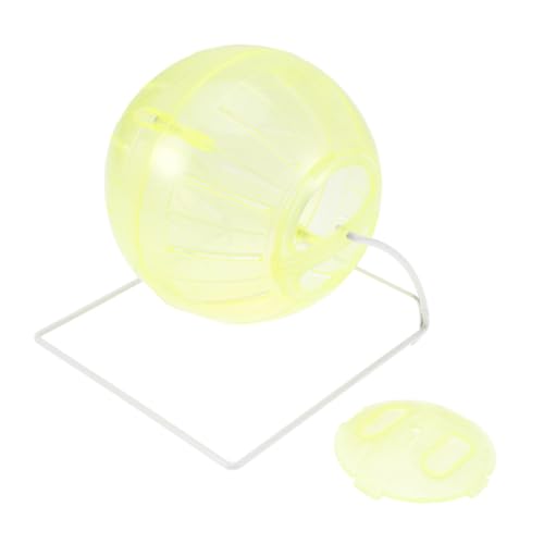 TOYZFRIENDY in Eins Multifunktionaler Hamster Laufball mit Ständer Sicherer Kleintier Übungsball für Hamster Gerbils und Kleine Haustiere Gelb Fördert Bewegung und Spielspaß von TOYZFRIENDY