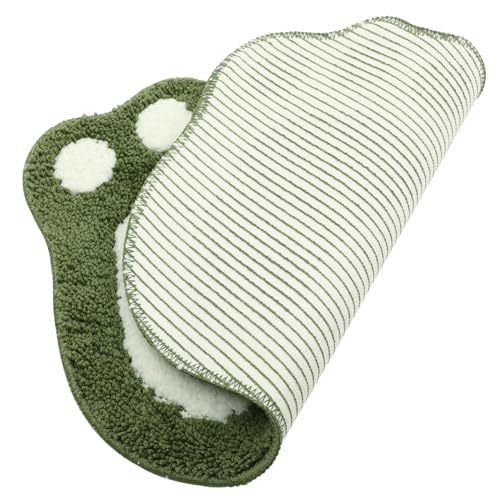 TOYZFRIENDY rutschfeste Badematte Fußabdruck Design Saugfähiger Schnell Trocknender Badezimmer Teppich Rutschfester Badvorleger mit Rutsch Boden für Badezimmer Waschbarer Grün von TOYZFRIENDY