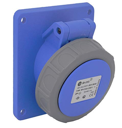 CEE Stecker Kupplung Gerätestecker Wandsteckdose Steckdose IP 67 32 A 3 Pol (Einbausteckdose 3pol 32A 83x90mm) von TP Electric