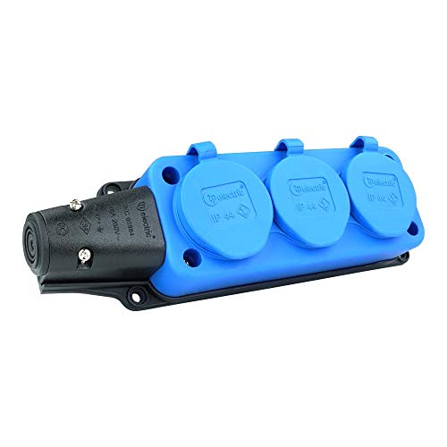 Steckdosenleiste Mehrfachsteckdose Gummikupplung 3-Fach Aussen Steckdose blau Schuko von TP Electric