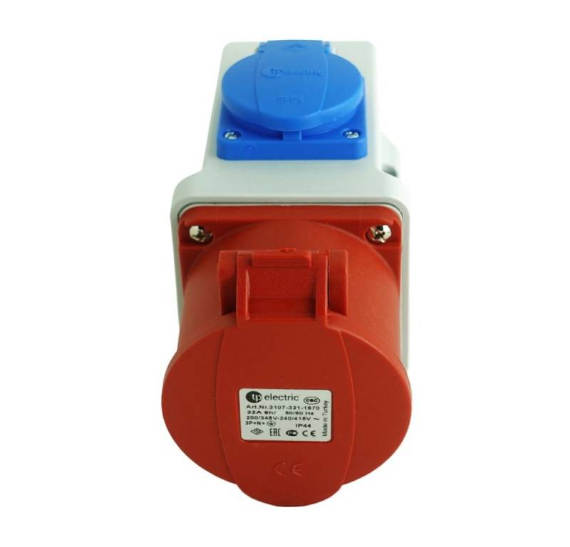 TP Electric Steckdose Combo Wandsteckdose 5-polig CEE 16A IP44 Schuko 230V, 1-St. von TP Electric