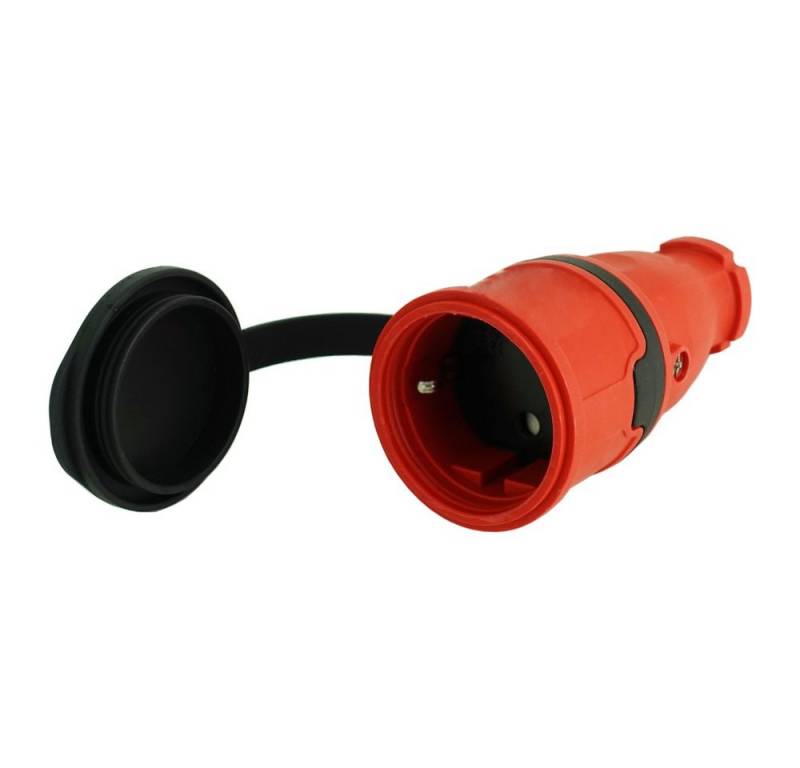 TP Electric Steckdose Schutzkontakt-Gummikupplung 16A 230V 2P+E Steckdose Kupplung rot IP54, spritzwassergeschützt von TP Electric