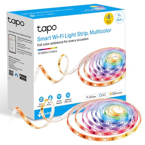 Tapo L930-5 Smart LED Strip funktioniert mit Alexa, Homekit & Google Assistant, beschichtes Lichtband Sync mit Musik, App-Steuerung, Farbwechsel, Segmentcontrol, 16 Mio. Farben von Tapo