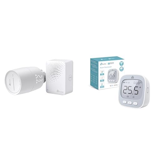 Bündel von TP-Link Kasa Heizkörperthermostat KE100 KIT + KE110 Sensor – Steuern Sie EIN einzelnes oder mehrere Thermostate bequem per Gerätetaste oder Smartphone von TP-Link