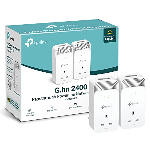 Kabelgebundenes Passthrough-Powerline-Adapter-Starterkit, Advanced Protocol G.hn MIMO, zusätzliche Steckdose, 2+2 Gigabit-Ethernet-Ports, Keine Konfig Kabelgebundenes Passthrough-Powerline-Adapter-Starterkit, Advanced Protocol G.hn MIMO, zusätzliche Steckdose, 2+2 Gigabit-Ethernet-Ports, Keine Konfig von TP-Link