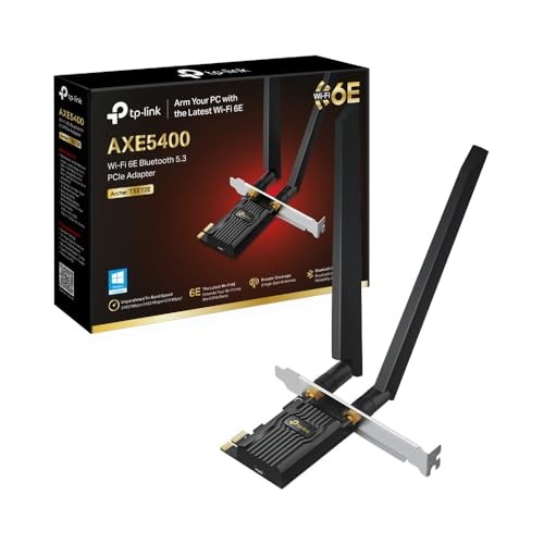 TP-Link Archer TXE72E AXE5400 Wi-Fi 6E Bluetooth 5.3 PCIe Adapter(6 GHz 2402 Mbps,5 GHz 2402 Mbps,2.4 GHz,574 Mbps, Bluetooth 5.3, WPA3-Verschlüsselungsstandards,High-Gain-Antennen) von TP-Link