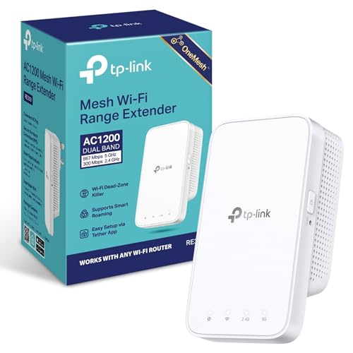 TP-Link AC1200 Mesh Dual Band Wi-Fi Range Extender, Broadband/Wi-fi Extender, Wi-Fi Booster, Creates A Seamless Whole Home Mesh Wi-Fi System with One mesh Router, WPS, UK Plug (RE300) von TP-Link