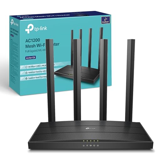 TP-Link AC1200 Wireless Dual Band Full Gigabit Wi-Fi Router, Wi-Fi Speed Up to 867 Mbps/5 GHz + 300 Mbps/2.4 GHz, 4+1 Gigabit Ports, Dual-Core CPU, Parental Control, Easy Setup (Archer C6) von TP-Link