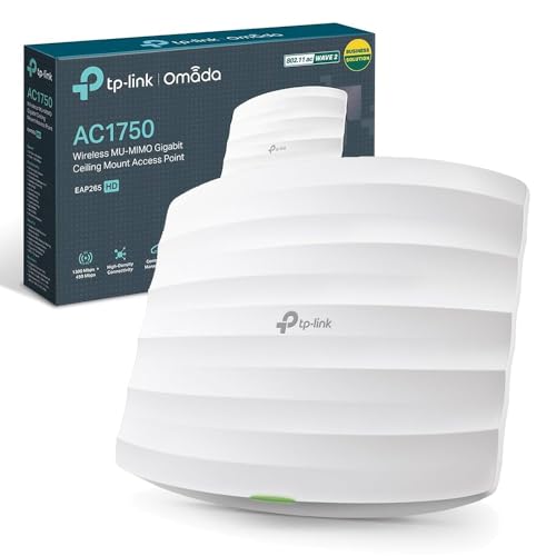 TP-Link AC1750 Wireless Access Point, Wi-Fi Dual Band with MU-MIMO, 2 Gigabit Ethernet Ports Support 802.3af/at/48V Passive PoE, Advanced Performance in High-Density Environments (EAP265 HD) von TP-Link