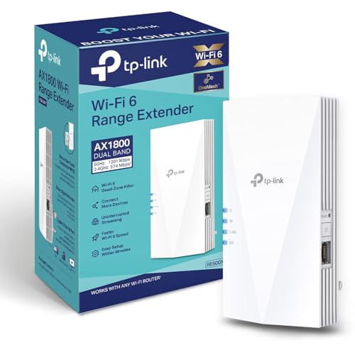 TP-Link AX1800 Wi-Fi 6 Range Extender - WLAN-Repeater - 1,8 Gbit/s - 2,4 GHz, 5 GHz - Mesh-Netzwerk, Power-Saving, Adaptive Antenne - Weiß (Generalüberholt) von TP-Link