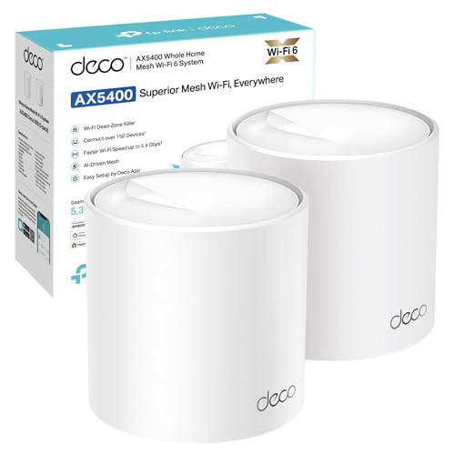 TP-Link AX3000 Whole Home Mesh Wi-Fi 6 System, bis zu 465 m² Abdeckung, kompatibel mit Amazon Alexa, Antivirus-Sicherheitsschutz und Kindersicherung, Deco X60 (2er-Pack) von TP-Link