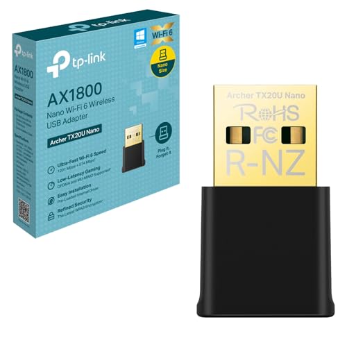 TP-Link Archer TX20U Nano AX1800Mbps WiFi 6 Wireless MU-MIMO USB Adapter, Fast WiFi Dongle, Dual-Band Wireless USB Adapter für PC, Niedrigere Latenz Gameplay, Verbesserte Sicherheit TP-Link Archer TX20U Nano AX1800Mbps WiFi 6 Wireless MU-MIMO USB Adapter, Fast WiFi Dongle, Dual-Band Wireless USB Adapter für PC, Niedrigere Latenz Gameplay, Verbesserte Sicherheit von TP-Link
