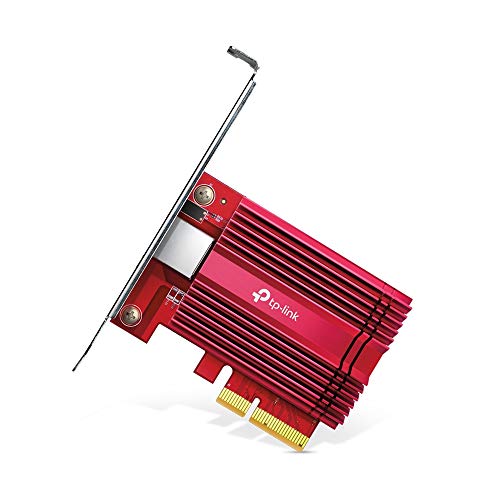 TP-Link Archer TX401 10Gbit/s PCIe-Adapter (CAT6A-Ethernet-Kabe, Kühlkörper, kompatibel mit Windows 10 / 8.1 / 8/7, Windows Servern und Linux, Platzsparender Einsatz) rot von TP-Link