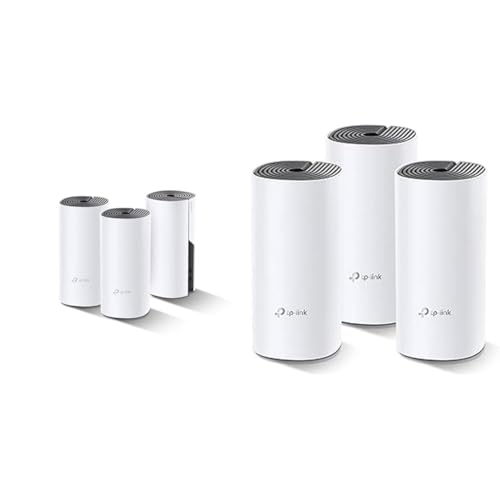 TP-Link Deco P9 Powerline WLAN Mesh Set (Dualband 1200Mbit/s + HomePlug 1000Mbit/s, Reichweite bis zu 560m²) weiß & Deco M4 Mesh WLAN Set (3 Pack) AC1200 WLAN-Heimnetz-Komplettlösung weiß von TP-Link