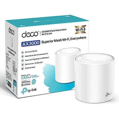 TP-Link Deco X50 Mesh WLAN Set (1 Pack), Wi-Fi 6 AX3000 Dual Band Router & Repeater, 3X Gigabit Ports, Zusatzeinheit, empfohlen für Häuser mit 1-2 Schlafzimmern, Umfassender Jugendschutz, WPA3 von TP-Link