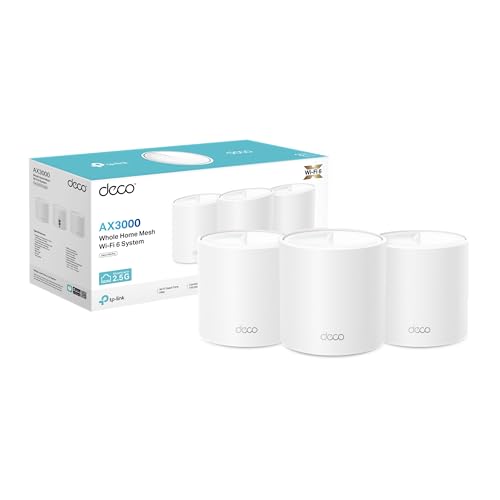 TP-Link Deco X50 Pro Mesh WLAN Set (3 Pack), Wi-Fi 6 AX3000 Dual Band Router & Repeater, 2X 2,5G Ports für Jede Einheit, empfohlen für Häuser mit 4-6 Schlafzimmern, Umfassender Jugendschutz, WPA3 von TP-Link