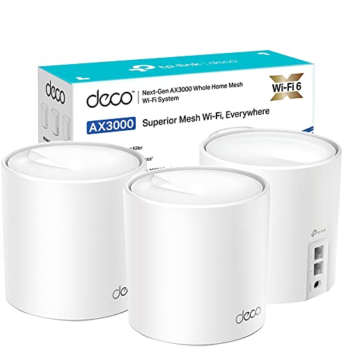 TP-Link Deco X60 AX3000 Whole Home Mesh Wi-Fi-6-System, bis zu 650,3 m² Abdeckung, 1 GHz Quad-Core CPU, kompatibel mit Amazon Alexa, HomeCare Antivirus und Elternsteuerung, 3 Stück TP-Link Deco X60 AX3000 Whole Home Mesh Wi-Fi-6-System, bis zu 650,3 m² Abdeckung, 1 GHz Quad-Core CPU, kompatibel mit Amazon Alexa, HomeCare Antivirus und Elternsteuerung, 3 Stück von TP-Link