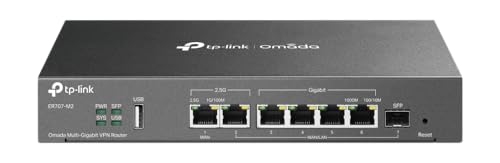 TP-Link ER707-M2 Multi-Gigabit VPN Router (1× 2,5G WAN, 1× 2,5G WAN/LAN, 1× SFP, 4× Gigabit WAN/LAN, Hochsicheres VPN, Omada SDN, Zentrales Management, Firewall) ideal für professionelle Netzwerke von TP-Link