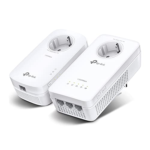 TP-Link WLAN Powerline Adapter Set TL-WPA8631P KIT(Dualband 1200Mbit/s, AV1300 , Steckdose, Wifi Clone, MU-MIMO, 4 Gigabit Ports, Plug&Play, ideal für HD-Streaming, App Kontrolle)weiß von TP-Link