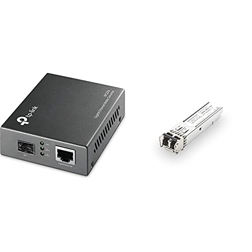 TP-Link MC220L Konverter GBit LC mit SFP + DIGITUS Gigabit SFP Modul, Mini GBIC, Multimode, LC Duplex, 850 nm, 550 Meter, 1.25 Gbit/s von TP-Link