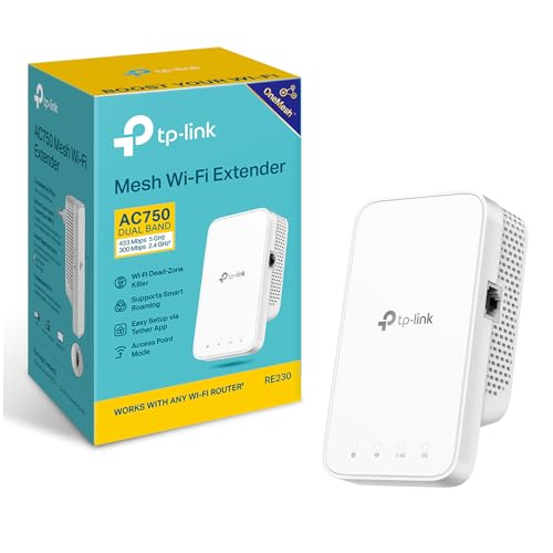 TP-Link RE230 WLAN Verstärker Repeater AC750 (433MBit/s 5GHz + 300MBit/s 2,4GHz, App Steuerung, Signalstärkeanzeige, kompatibel zu allen WLAN Router, AP Modus)weiß von TP-Link