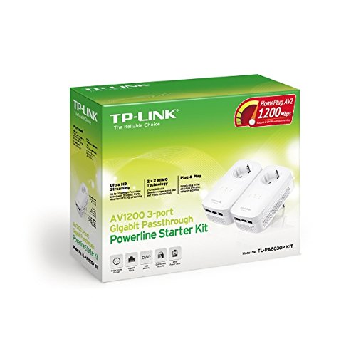 TP-Link TL-PA8030P KIT(DE) AV1200 Gigabit Powerline Netzwerkadapter (1200Mbit/s, MU-MIMO, 3 Gigabit Ports, Steckdose, ideal für HDTV, energiesparend, Plug&Play) weiß von TP-Link