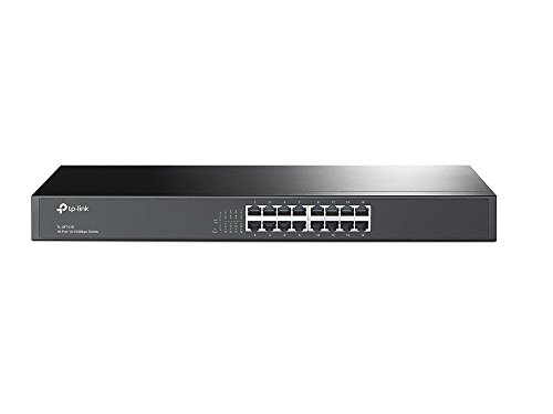 TP-Link TL-SF1016 Rackmount Fast Ethernet Netzwek Switch (16x 10/100Mbit/s Ports, Metallgehäuse, Plug&Play, ), Schwarz von TP-Link