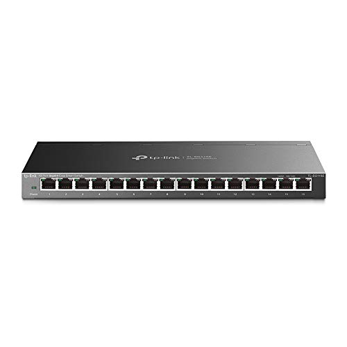 TP-Link TL-SG116E 16-Ports Gigabit Easy Smart Managed Netzwerk Switch(Gigabit-RJ45-Ports, Metallgehäuse, optimiert Datenverkehr, IGMP-Snooping, zentrales Management, energieeffizient)schwarz metallic von TP-Link