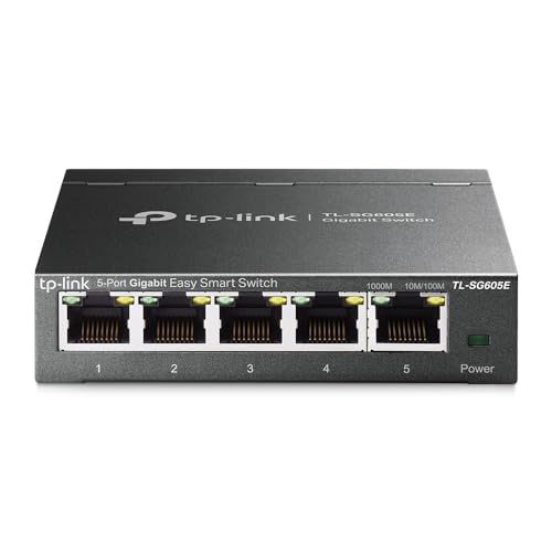 TP-Link TL-SG605E 5-Ports Gigabit Easy Smart Managed Netzwerk Switch(Plug-and-Play,Metallgehäuse, QoS, IGMP-Snooping,VLAN, zentrales Management, energieeffizient) (Generalüberholt) von TP-Link